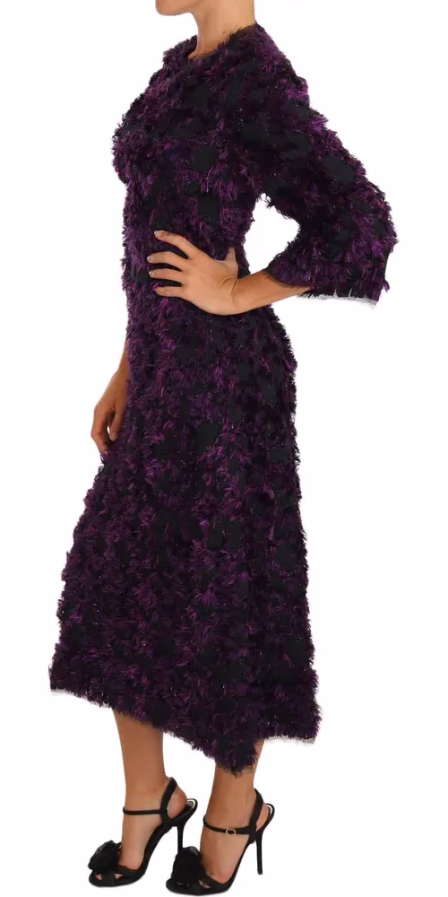 Purple Fringe Midi Sheath Dress
