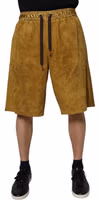 Brown Lambskin Suede Men Bermuda Shorts 1