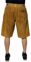 Brown Lambskin Suede Men Bermuda Shorts 3