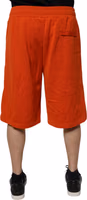 Red Cotton Blend Mid Waist Men Bermuda Shorts 3