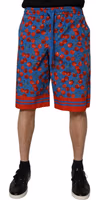 Blue Cherry Print Cotton Men Bermuda Shorts 1
