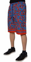 Blue Cherry Print Cotton Men Bermuda Shorts 2