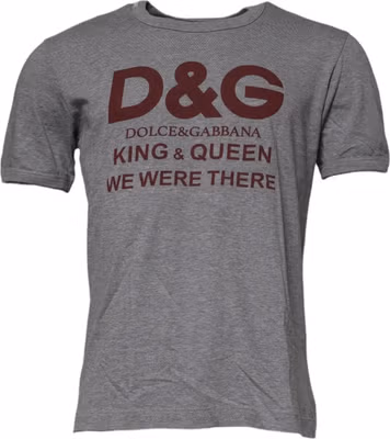 Gray Logo Print Cotton Crew Neck Men T-shirt
