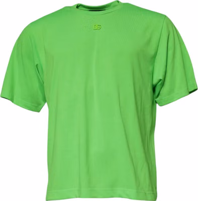 Green Logo Polyester Crew Neck T-shirt