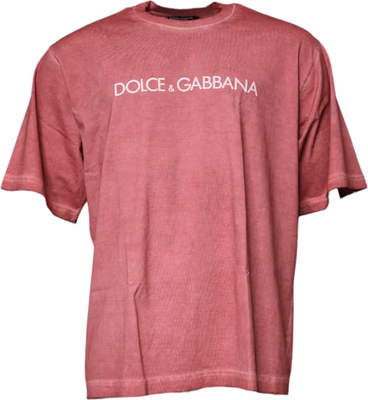 Pink Logo Print Cotton Crew Neck T-shirt