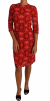 Floral Crochet Lace Red Pink Sheath Dress 3