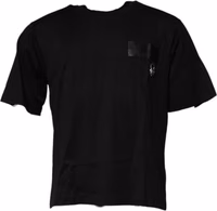 Black Logo Patch Cotton Crew Neck T-shirt 1