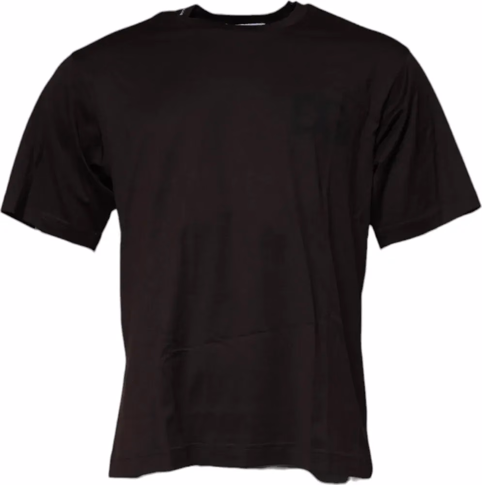 Dark Brown Logo Cotton Crew Neck T-shirt