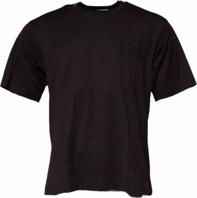 Dark Brown Logo Cotton Crew Neck T-shirt