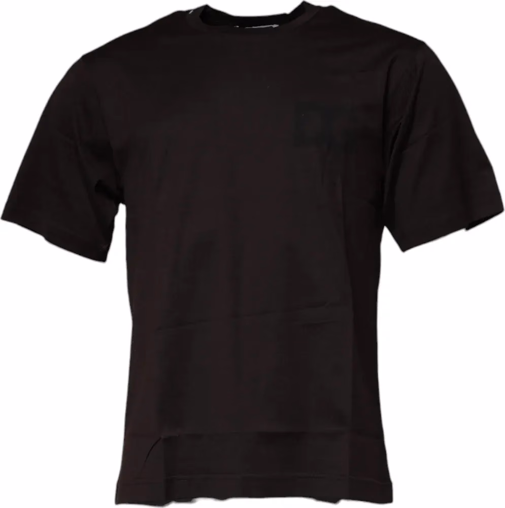 Dark Brown Logo Cotton Crew Neck T-shirt