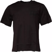 Dark Brown Logo Cotton Crew Neck T-shirt 1