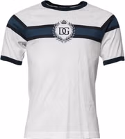White Logo Print Cotton Men Crew Neck T-shirt 1
