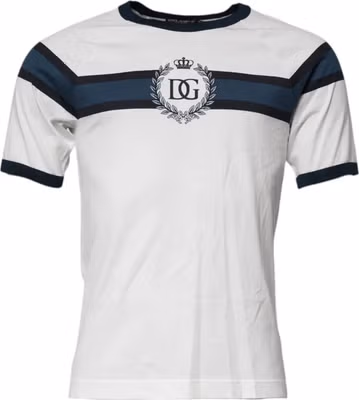 White Logo Print Cotton Men Crew Neck T-shirt