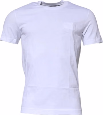 White Logo Plaque Cotton Crew Neck T-shirt