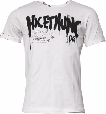 White Graphic Print Cotton Crew Neck T-shirt