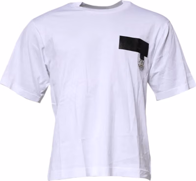 White Logo Patch Cotton Crew Neck T-shirt