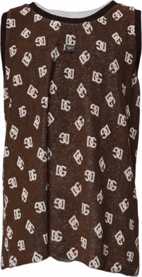 Brown Logo Monogram Cotton Crew Neck T-shirt
