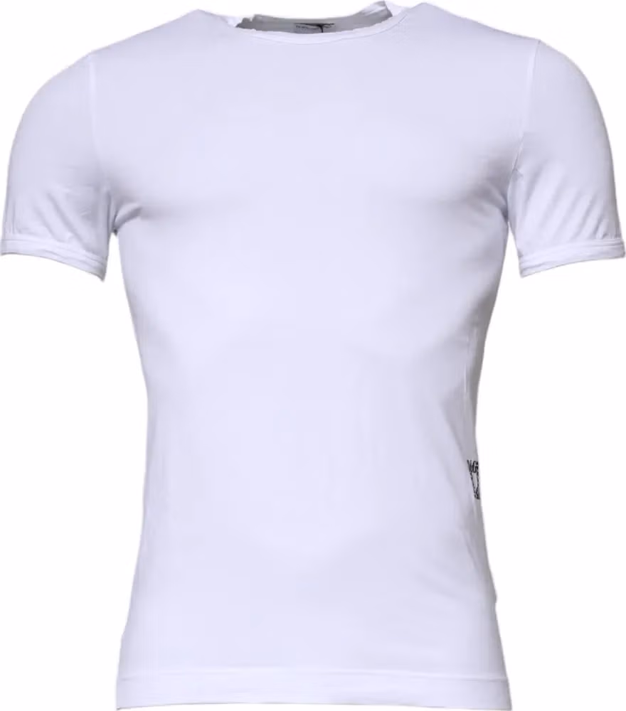 White Cotton Stretch Crewneck Underwear T-shirt