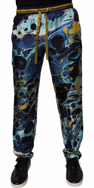 Multicolor Marble Print Jogger Sweatpants Pants