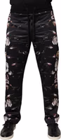 Black Floral Polyester Jogger Pants 1