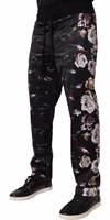 Black Floral Polyester Jogger Pants 2