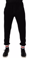 Black Wool Mid Waist Jogger Sweatpants Pants 1
