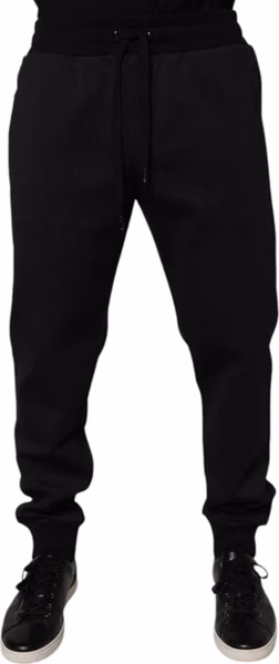Black Polyester Men Jogger Sweatpants Pants
