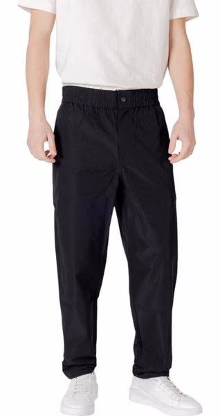 Black Polyester Casual Pants