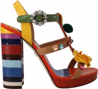 Multicolor Cotton Platform Sandals 1