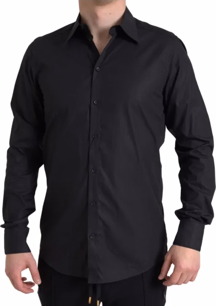 Black Cotton Dress Shirt