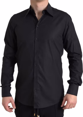 Black Cotton Dress Shirt