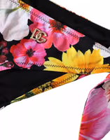Black Floral Print Swimsuit Bikini Bottom Swimwear 3