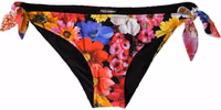 Black Floral Print Swimsuit Bikini Bottom Swimwear 4