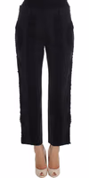 Black Cotton Stretch Torero Capris Pants 1
