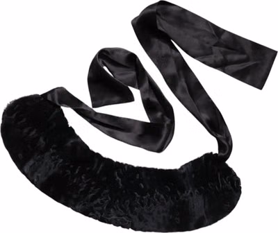 Black Lamb Fur Women Neck Warmer Winter Scarf