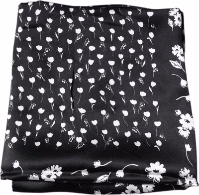 Black Floral Silk Square Wrap Shawl Scarf
