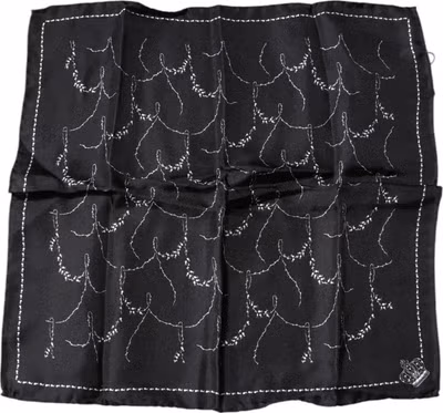 Black Patterned Silk Handkerchief Scarf