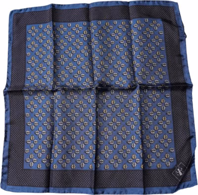 Blue Lady Bug Silk Square Handkerchief Scarf