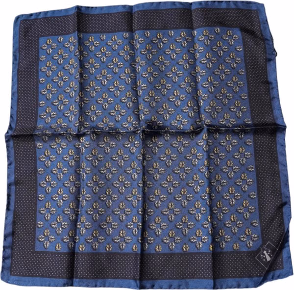 Blue Lady Bug Silk Square Handkerchief Scarf