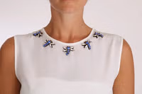 White Silk Crystal Embellished Fly T-shirt 1