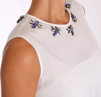 White Silk Crystal Embellished Fly T-shirt 2