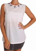 White Silk Crystal Embellished Fly T-shirt 3