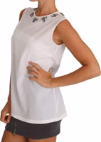 White Silk Crystal Embellished Fly T-shirt 4
