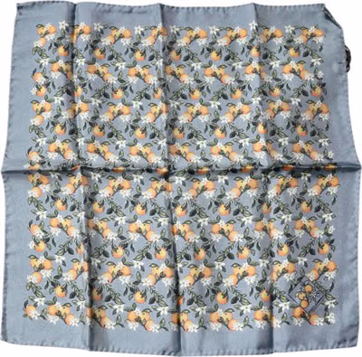 Gray Oranges Silk Square Handkerchief Scarf