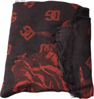 Black Red Floral Modal Wrap Shawl Scarf