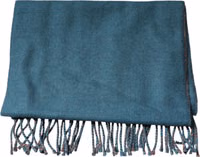 Blue Green Wool Fringes Wrap Shawl Scarf 1
