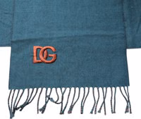 Blue Green Wool Fringes Wrap Shawl Scarf 2