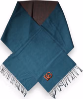 Blue Green Wool Fringes Wrap Shawl Scarf 4