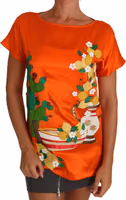 Silk Orange Lemon Crystal T-shirt Top 1
