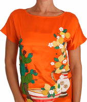 Silk Orange Lemon Crystal T-shirt Top 2